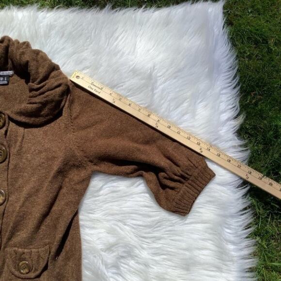 Mac & Lac Brown Big Button Sweater Pocket Size M Retro Medium Unique Winter Fall - Picture 5 of 8